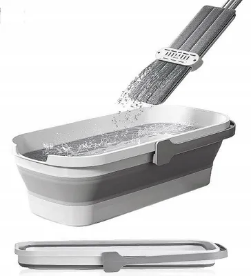 Produktbild von Promis MS104 Flachmopp-Set mit faltbarem Eimer, Mikrofaser, rotierend
