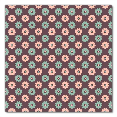 Produktbild von Wallario selbstklebende Möbelfolie/ Tischdecke für Innen und Außen, Größe: 100 x 100 cm - Muster mit grünen und rosa-farbenen Blüten