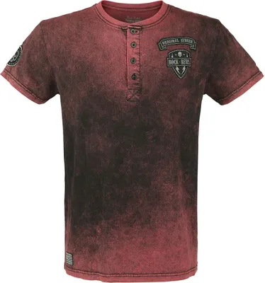 Produktbild von Rock Rebel by EMP Herren rotes Vintage T-Shirt mit Patches M