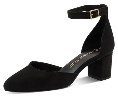 Productafbeelding van MARCO TOZZI Dames pumps met bandjes en blokhak, model 2-24409-46, maat: 39 EU, kleur: zwart