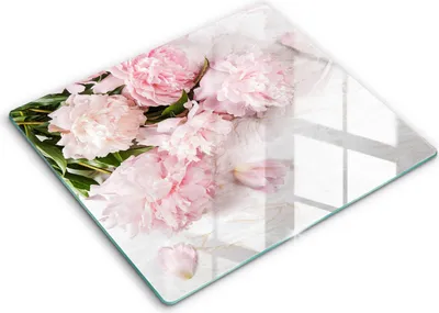 Zdjęcie produktu dla Deska kuchenna – 60 cm x 52 cm - Szklana deska do krojenia - Szkło hartowane – Antypoślizgowa - Delikatne Róże Kwiaty