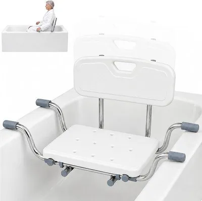 Productafbeelding van Badzitje: in hoogte verstelbare rugleuning (28-35 cm), antislip, 136 kg belastbaar, 76-86 cm breed