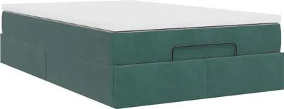 Image de Lit ottoman avec matelas vert foncé 120x190 cm velours