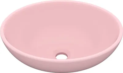 Produktbild von vidaXL s Ovales Waschbecken Matt Rosa 40x33 cm Keramik