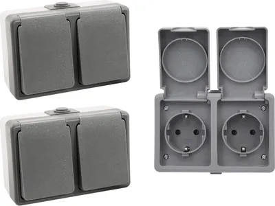 Produktbild von 3er Set SECURE Feuchtraum Doppelsteckdose IP44 Aufputz Steckdose für Keller, Garage
