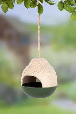Imagen del producto de Bañera para pájaros pequeños, colgante, de 20 cm de altura, incluye bebedero, ideal para jardín y balcón
