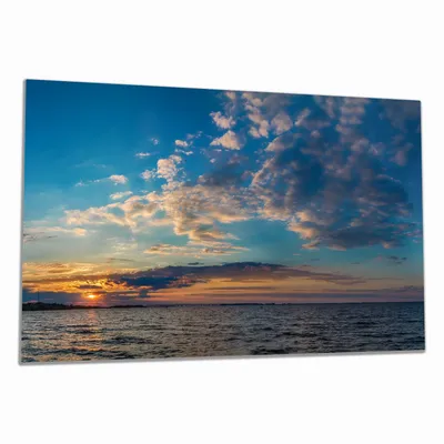 Produktbild von Wallario Herdabdeckplatte aus Glas, Größe 80 x 52 cm 1-teilig, Motiv Sonnenuntergang über einem Fluss