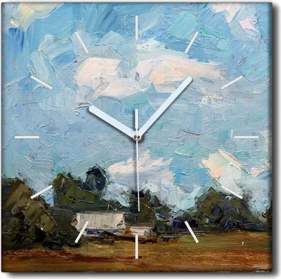 Produktbild von Coloray Uhr auf Leinwand 30x30 cm Wand Uhr Dekoration Wohnzimmer Segeltuch weiße Zeiger -Landschaft des Waldes