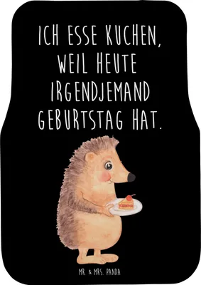 Produktbild von Mr. & Mrs. Panda Fußmatte Auto Igel Kuchenstück - Schwarz - Geschenk, Backen, Auto-Fußmatte, Automatte, Tiere, Fürs, Geburtstagskuchen, Kuchen, Torte, Autoteppich