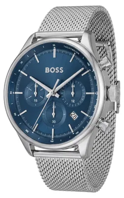 Image de Montre chronographe avec cadran bleu et bracelet en maille 1514052