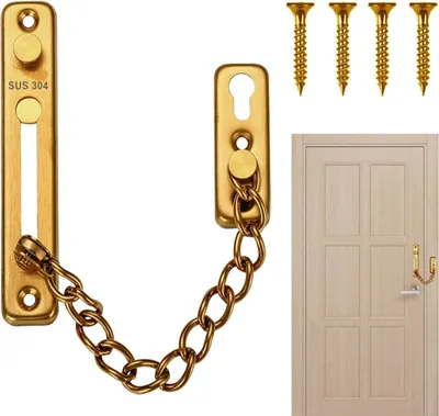 Imagen del producto de Cadena de seguridad de acero inoxidable 304, cierre para puertas con tornillos, para uso en interiores, 1 unidad