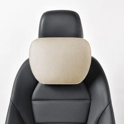 Image de Coussin de soutien cervical en cuir de vachette de luxe - Beige (1 pièce)
