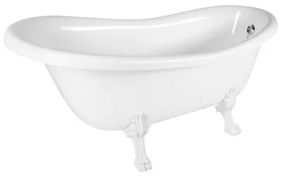 Zdjęcie produktu dla Wanna wolnostojąca RETRO 157 x 76,5 x 73 cm, biała, z białymi nóżkami