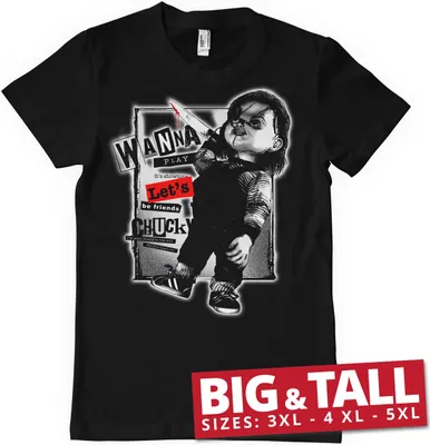 Produktbild von Chucky - Let's Be Friends Big & Tall T-Shirt - Black - 4XL