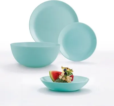 Produktbild von Sada nádobí talíř jídelní talíř jídelní talíř servírovací talíř mísa polévkový talíř mísa Diwali Light Turquoise 19 kusů od Luminarc HOMLA