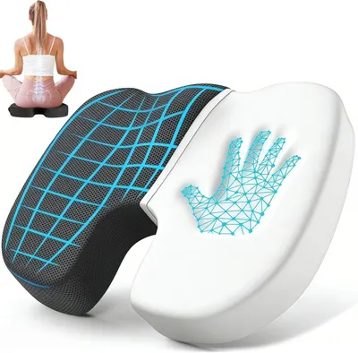 Immagine prodotto di Cuscino ortopedico per seduta - Cuscino in memory foam - Seduta confortevole - Fondo antiscivolo - 44 x 36 cm - Grigio