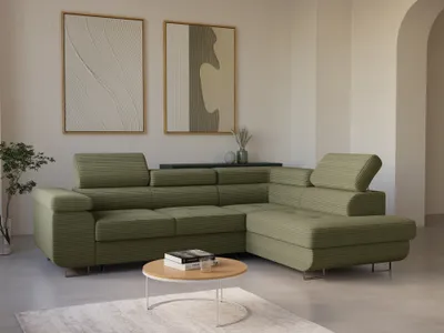 Produktbild von LetSit Ecksofa William L Poso Rechts Freistehendes Loungesofa Bequemes Ecksofa mit Schlaffunktion Schmutzabweisend Für Wohnzimmer Schlafzimmer Grün