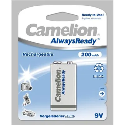 Produktbild von Camelion NH-9V200ARBP1, Wiederaufladbarer Akku, 9V, Nickel-Metallhydrid (NiMH), 9 V, 1 Stück(e), 200 mAh