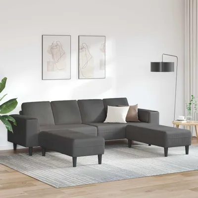 Produktbild von vidaXL Sofa Dunkelgrau 250 x 188 x 76 cm Cordstoff