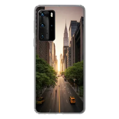 Produktbild von MuchoWow® Handyhülle Schutzhülle Hülle für Huawei P40 Pro New Yorker Straße am Morgen Silikon Softcase Handy Hülle - Schutz