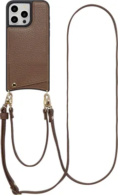 Zdjęcie produktu dla Etui na telefon Selencia Nova z kablem i uchwytem na kartę do Apple iPhone 15 Pro Max - Mocha Brown