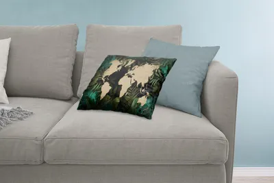 Produktbild von MuchoWow® Zierkissen Sofakissen Wohnzimmer Dekokissen 60x40 cm Weltkarte - Schwarz - Pflanzen - Kopfkissen - Polster mit Foto