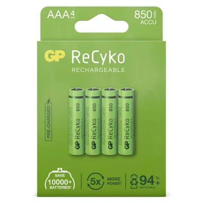 Produktbild von GP Batteries Rechargeable batteries 12085AAAHCE-C4, 850 mAh, Nickel-Metallhydrid (NiMH), AAA, 1,2 V, 4 Stück(e), Hoch