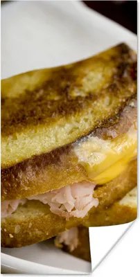 Produktbild von MuchoWow® Poster Schinken-Käse-Toast auf einer Serviette 80x160 cm - Kinderzimmer