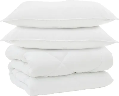Produktbild von vidaXL Winterbettdecke mit Kissen 3 pcs Weiß Mikrofaser