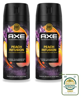 Produktbild von 2 x Axe Fine Fragrance Collection Peach Infusion Bodyspray - 150 ml - Vorratspackung - 2 Stücke