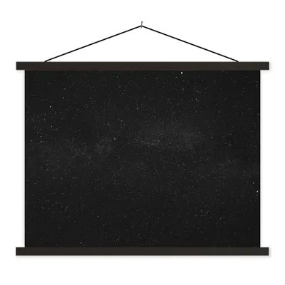 Produktbild von MuchoWow® Textilposter Sternenhimmel - Schwarz - Weiß - Himmel 150x113 cm mit holzfarbenen Rahmen - Poster