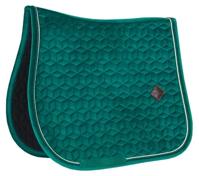 Imagen del producto de Cuerda para silla de montar, talla SR, color verde oscuro, acolchado con motivos de estrellas, borde doblemente cosido, ideal para doma y salto