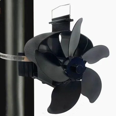 Image de Ventilateur magnétique pour poêle à bois avec thermomètre, ventilateur de cheminée à chaleur pour bois de chauffage