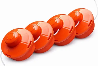 Produktbild von NEMAXX® FS1 Tap & Go Fadenkopf Tippautomatik Doppelfaden 4er-Set – Motorsense/Freischneider – M10x1,25 Linksgewinde, Schnittkreis 380 mm – Orange