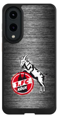 Produktbild von NIVOCASE Hülle für Samsung Galaxy S25 Edge  Handyhülle NIVOcore Case Schwarz 1. FC Köln Metallic Look Offizielles Lizenzprodukt