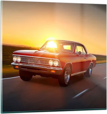 Produktbild von Bilder auf glas - Auto Straße - 40x40cm - Glasbilder - Wandbilder - Bilder - Kunstdruck - zum Aufhängen bereit - Wanddekoration aus Glas - Glas Bilder - Wandbild auf Glas - Einteilig - GAC40x40-3702