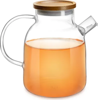 Produktbild von Impolio Glas Teekanne | 1800ml Borosilikatglas | Edelstahl-Filter | Holzdeckel | hitzebeständiger Griff | elegantes Design |Tee, Blumentee und Saft