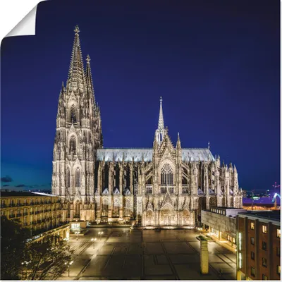 Produktbild von ARTland Poster Kölner Dom am Abend Größe: 40x40 cm