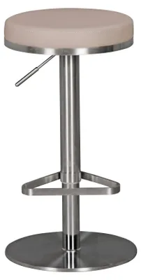 Zdjęcie produktu dla FineBuy Stołek barowy ze stali nierdzewnej w kolorze taupe, regulowana wysokość siedziska 57–82 cm, nowoczesny stołek barowy, obrotowy o 360°, stołek barowy z podstawą, stołek bistro, wysoki