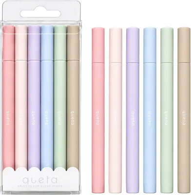 Productafbeelding van Gelpen - Set van 6 - Fijne punt - Pasteldesign voor school en dagboek - Zwarte