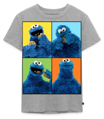 Produktbild von Spreadshirt Sesamstraße Krümelmonster Posen Kinder Premium T-Shirt, 134/140 (8 Jahre), Grau meliert