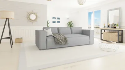 Produktbild von S-STYLE MÖBEL - Modernes Sofa 3 sitzer Lorine aus Grau Luxusmicrofaser mit weichem Sitz, B/T/H: 230 cm/ 92 cm/ 64 cm