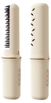 Image de INF Brosse lissante sans fil portable avec écran LCD, rechargeable par USB, 3 niveaux de chaleur, batterie 18650 Kaki