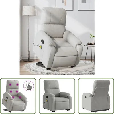 Image de The Living Store Fauteuil de massage avec releveur Gris clair Tissu microfibre