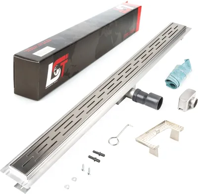 Produktbild von Duschrinne Linien Schlitz 1000x70mm Ablaufrinne mit Edelstahl Siphon Haarsieb