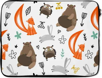 Produktbild von MuchoWow® Laptop Hülle 15 Zoll Tiere - Wald - Muster Laptoptasche - Laptoptasche - Sleeve - Rundum-Schutz