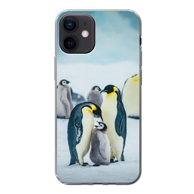 Produktbild von MuchoWow® Handyhülle Schutzhülle Hülle für iPhone 12 Kaiserpinguin-Küken wird gefüttert Silikon Softcase Handy Hülle - Schutzhülle