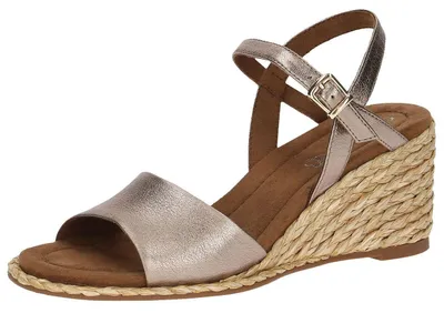 Produktbild von CAPRICE Damen Sandalen mit Absatz aus Leder mit Riemchen, Beige (Taupe Metallic)