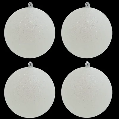 Schneeball-Ornament 10 cm, 4er Pack, weiß, irisiert, Kunststoff