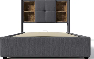 Produktbild von Flieks Polsterbett 90x200cm mit USB & Typ C, Hydraulisches Boxspringbett Stauraumbett mit Lattenrost, Doppelbett Jugendbett Holzbett,Baumwolle, Grau